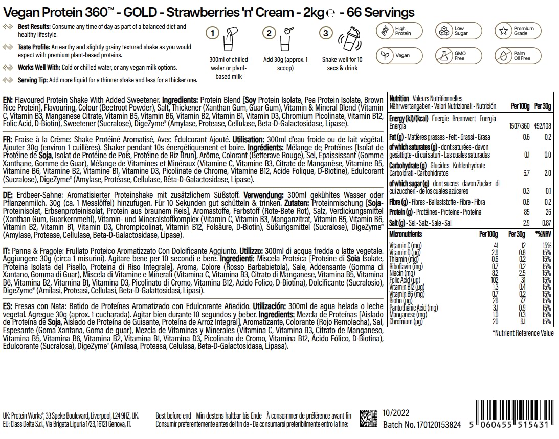 Protein Works | Vegan Protein 360 - Gold, Chocolate Bueno, 1kg