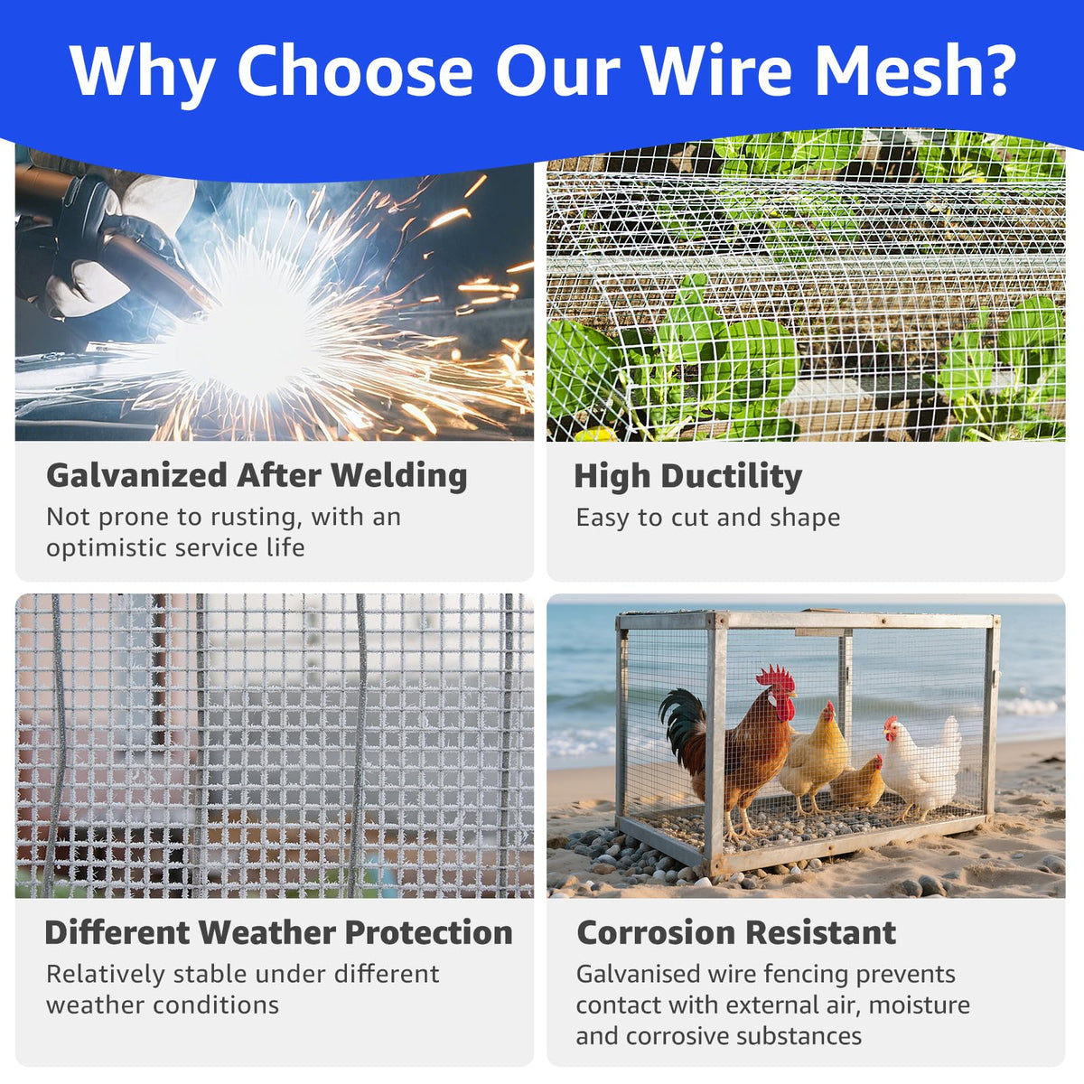 Rodent Mesh Galvanized Chicken Wire Metal Mesh Roll Rat Proof Kit 3Mx20cm