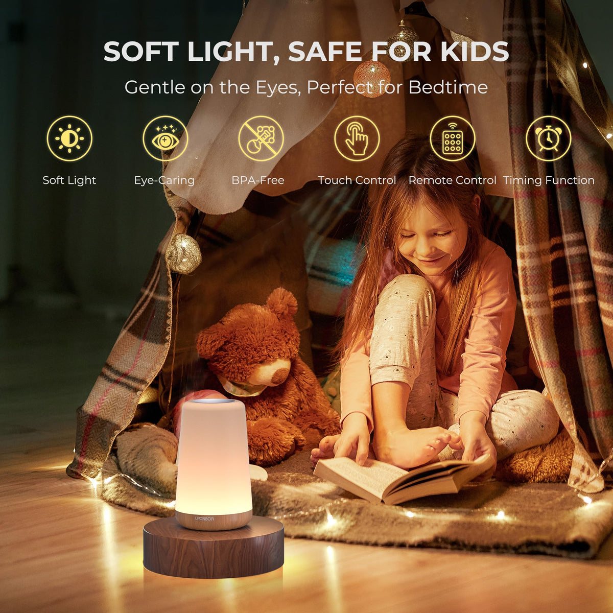 Night Light, LED Touch Bedside Lamp for Bedroom, Living Room & Kids