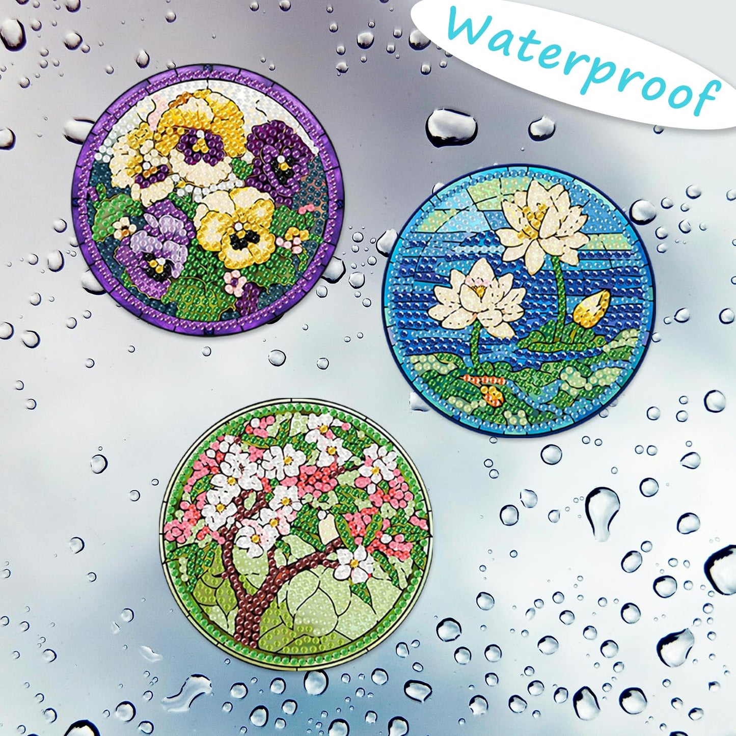 8 Pcs Flowers Diamond Art Coasters Kits for Adults Begainners,Full Drill Diamond Painting Coasters Kit with Holder,DIY Gem Painting Craft Kits for Adults Supplies Gift (Flowers).