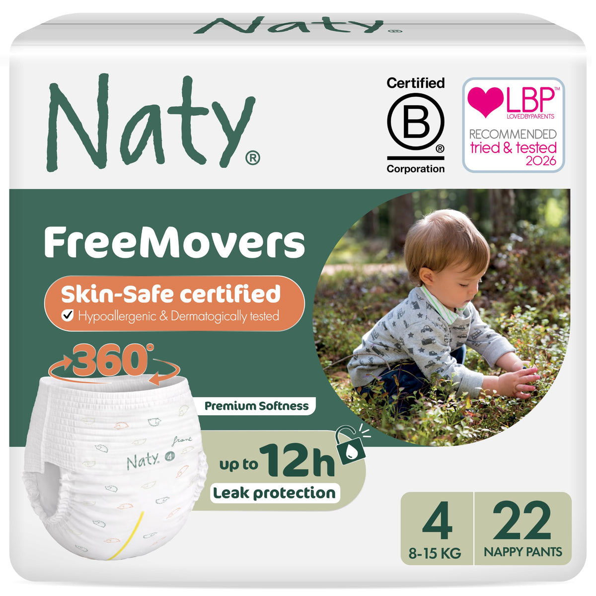 Naty FreeMovers Nappy Pants, Size 6 (16+kg), 18 Count