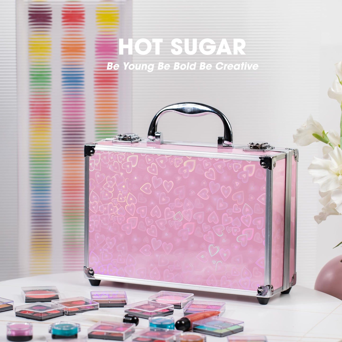 Hot Sugar Girls Makeup Set, Complete Starter Cosmetics Kit with Eye Shadow, Lip Balm, Blush, Lip Gloss, Brushes, Eye Pencils and Mirror (Mermaid)
