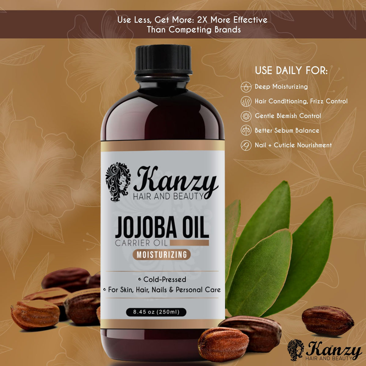 Kanzy Vitamin E Oil for Skin, Hair, Lips and Face - Naturally Sourced Multi-Purpose Plant-Based Vitamin E Oil for Hair Growth as Skincare and Haircare Product for both Men and Women (30 ml)