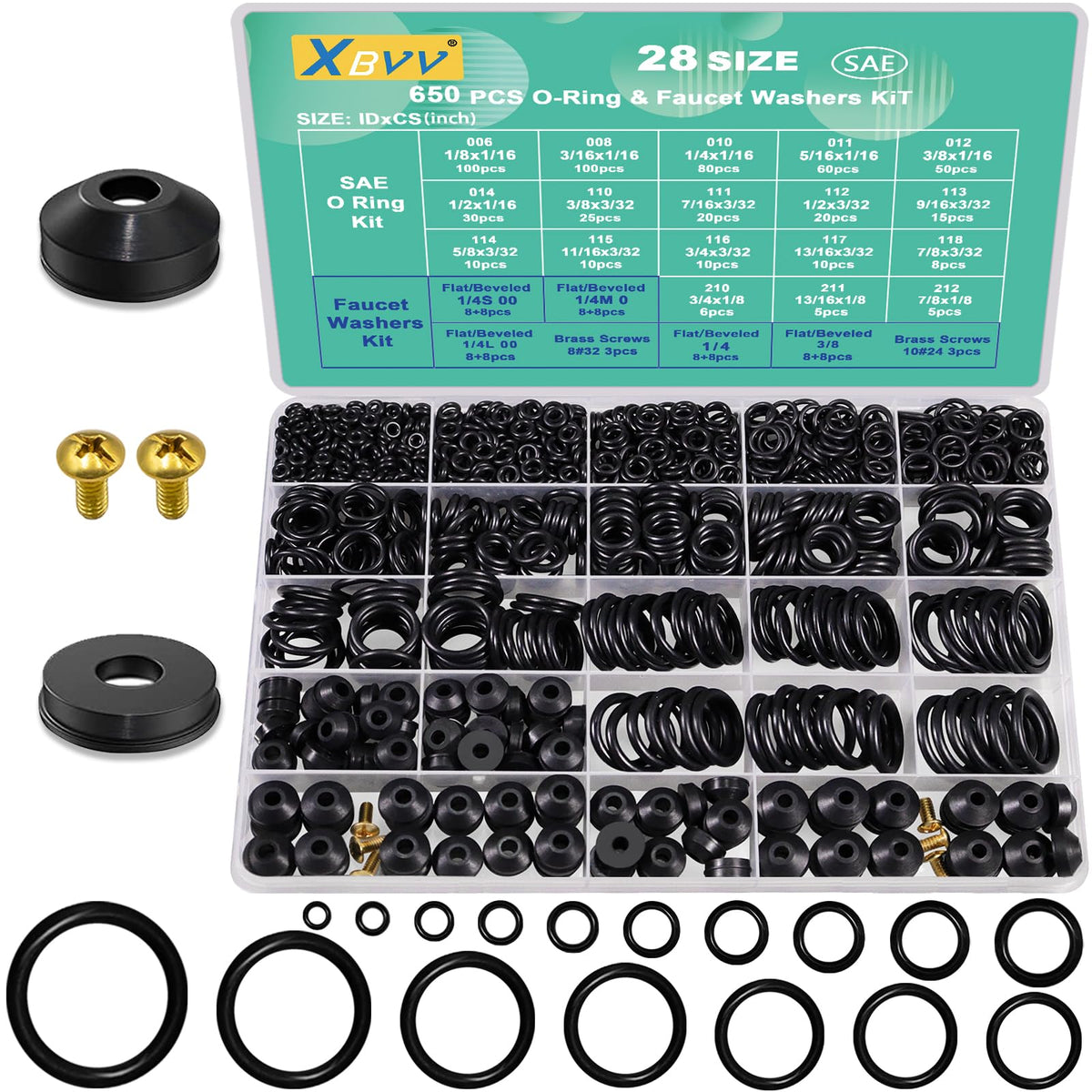 XBVV 20 Sizes O Rings O Rings Rubber Assorted Seal Kit