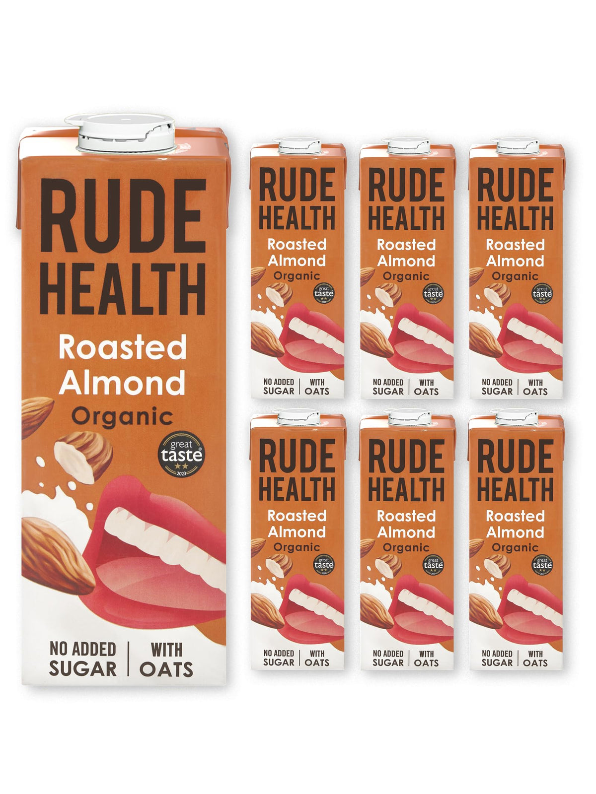 Rude Health 6 x 1 Litre Organic Oat Dairy-Alt Milk, 100% Natural Organic Drink, Lactose Free, Dairy Free & Gluten-Free, No Added Sugar, Award-Winning, Healthy & Vegan, 100% Recyclable Packaging
