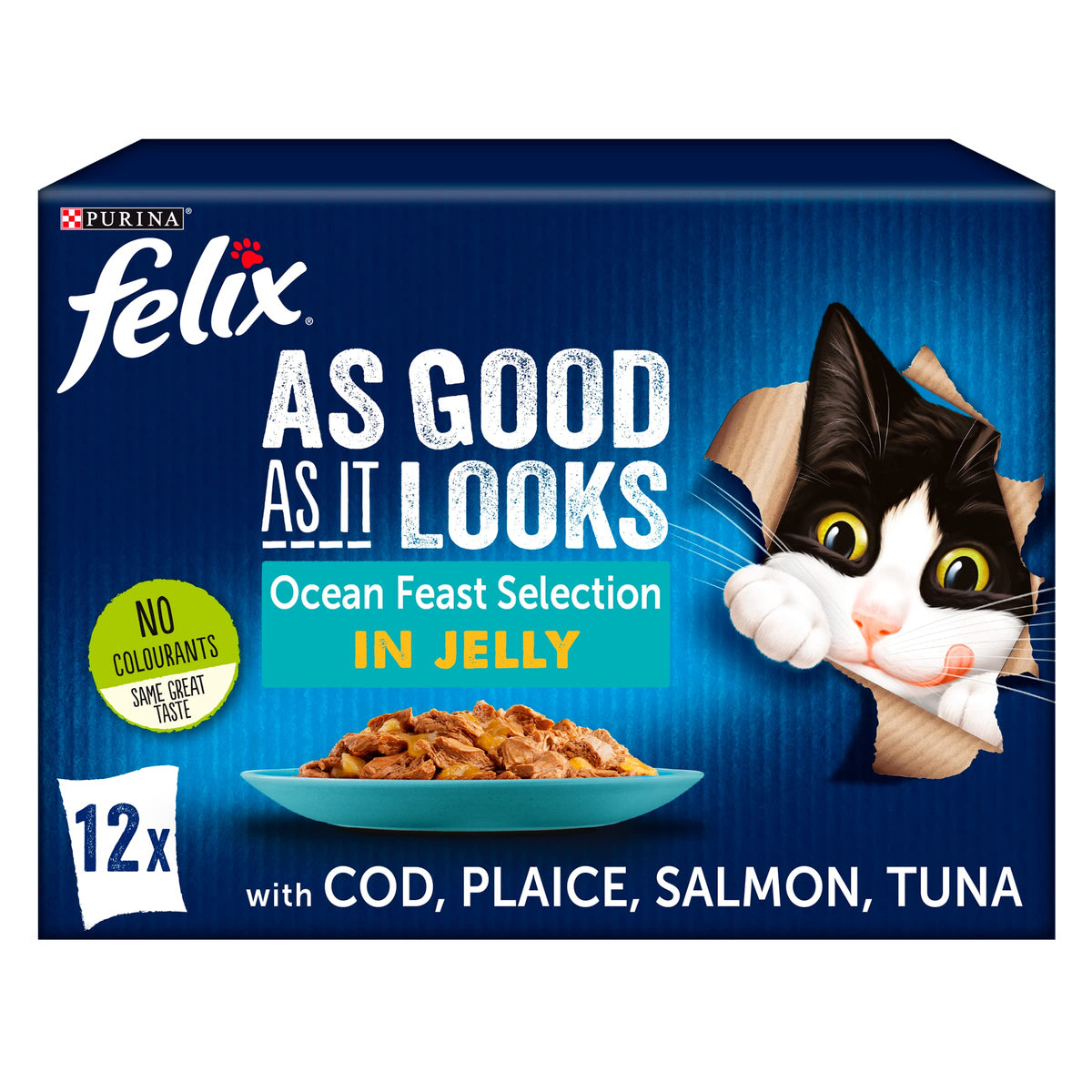 FELIX Tasty Shreds Adult Wet Cat Food Mixed Selection in Gravy Chicken, Beef, Tuna, Salmon 40 x 80g Pouches