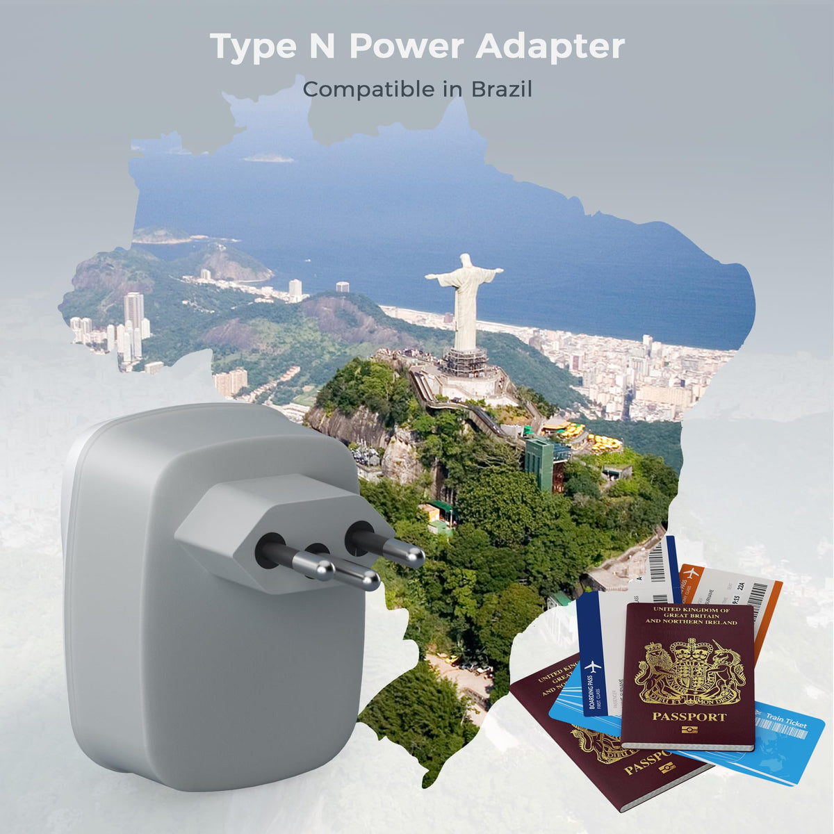 TESSAN UK to Italy Plug Adapter, Grounded Type L Travel Adaptor with USB C