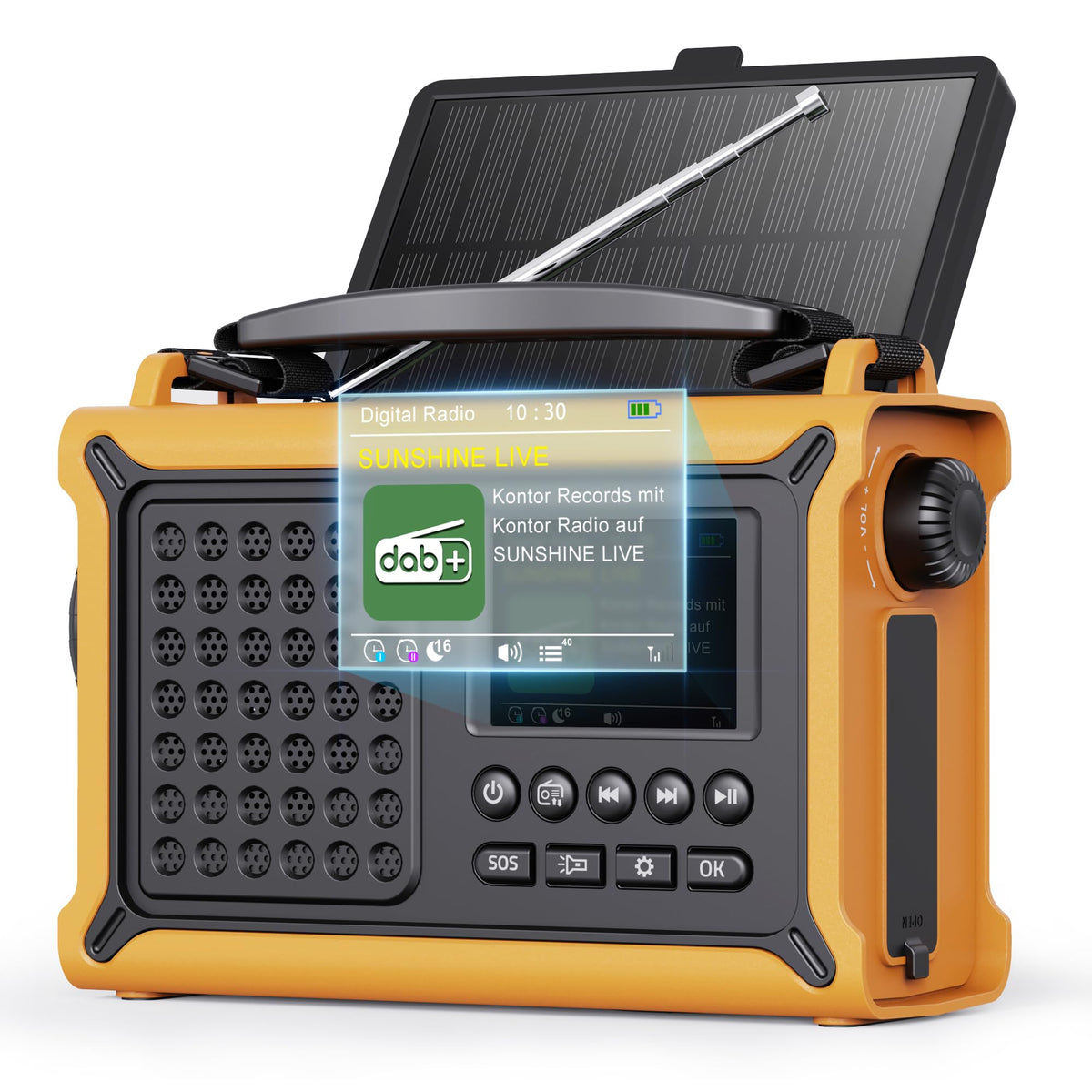 ROCAM DAB Wind Up Radio Solar Battery Torch 12000mAh Rechargeable Battery