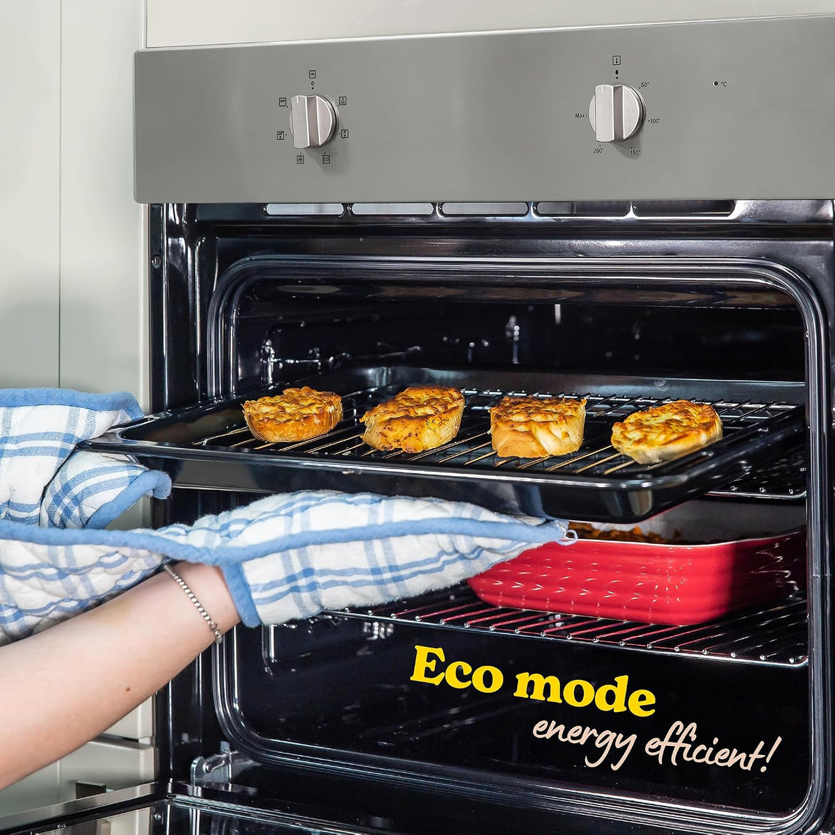 Russell Hobbs 70L, 60cm Wide, Single Electric Built-in Fan Oven and Grill in Stainless Steel, 6 Oven Functions, RHFEO7004SS