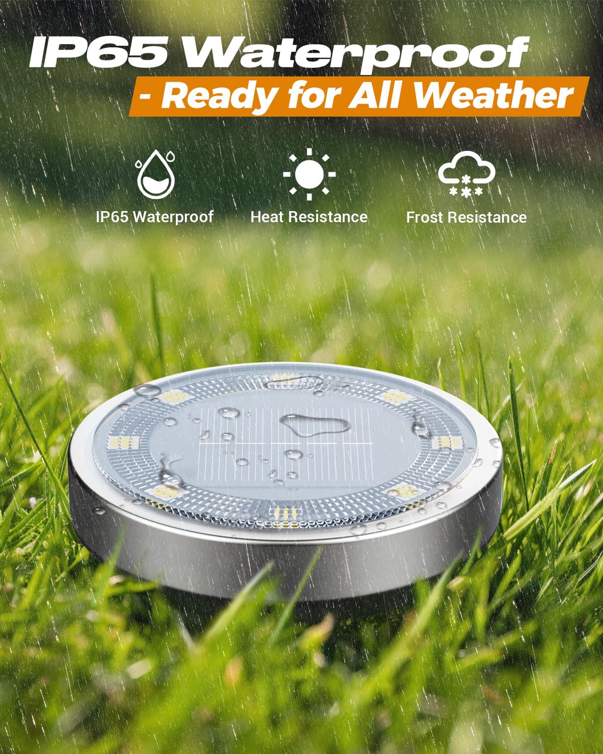 btfarm Solar Lights Outdoor Garden, 6 Pack 8 LED Solar Ground Disk Lights Outdoor IP65 Waterproof for Garden Pathway Lawn Patio Yard Landscape (Blue)