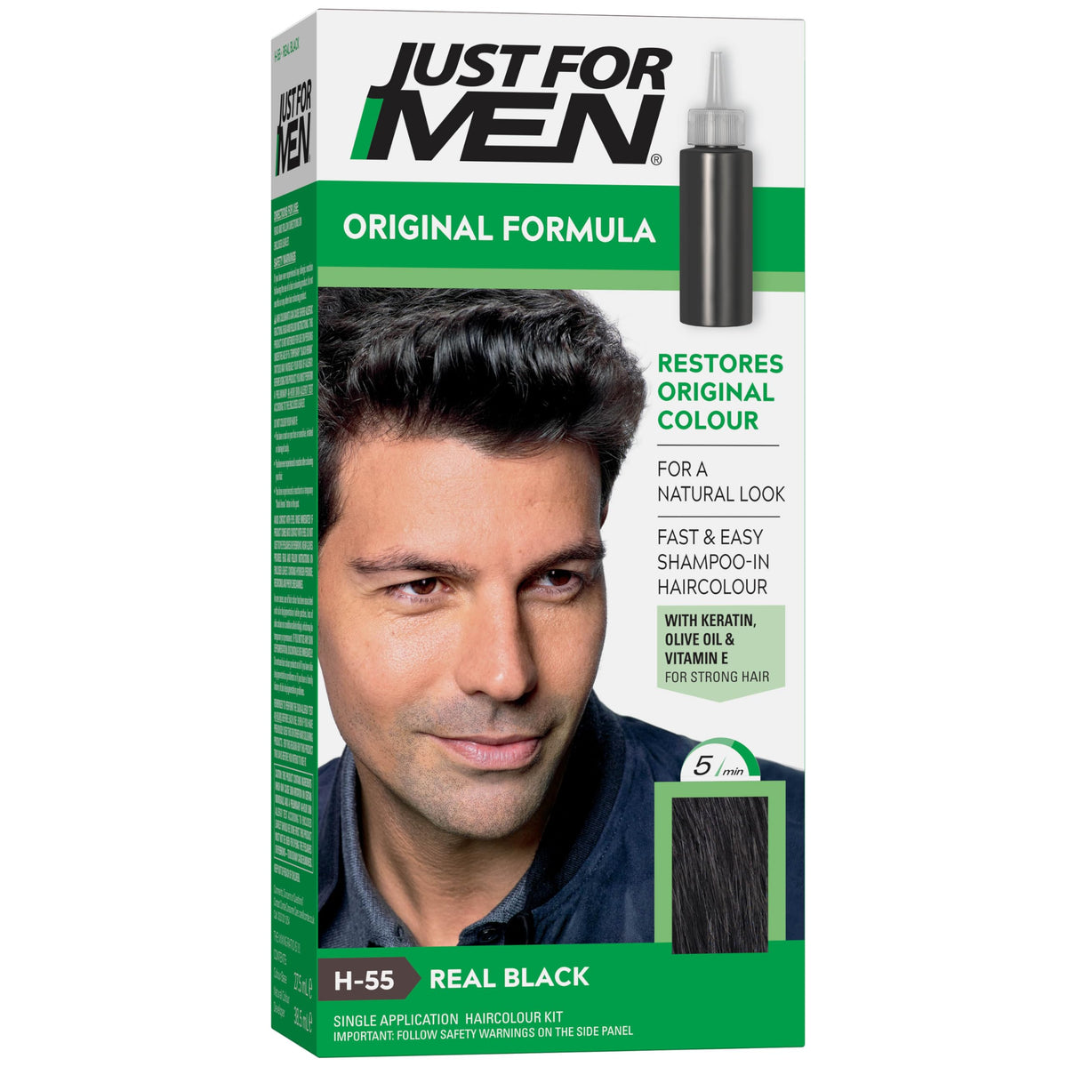 Just for men Original Formula Dark Brown Black Hair Dye, Restores Original Colour for a Natural Look H45