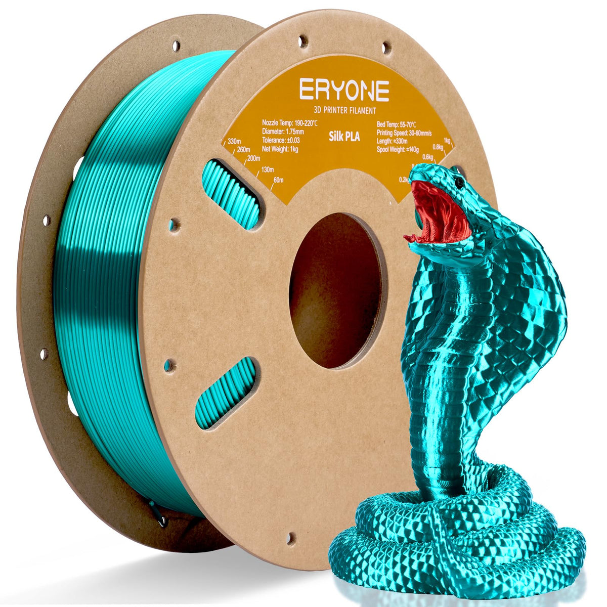 ERYONE Silk PLA Filament 1.75mm,3D Printer Filament PLA,Shiny Glossy PLA Filament,+/-0.03mm,1kg(2.2lbs)/Spool,Silk Liquid Gold