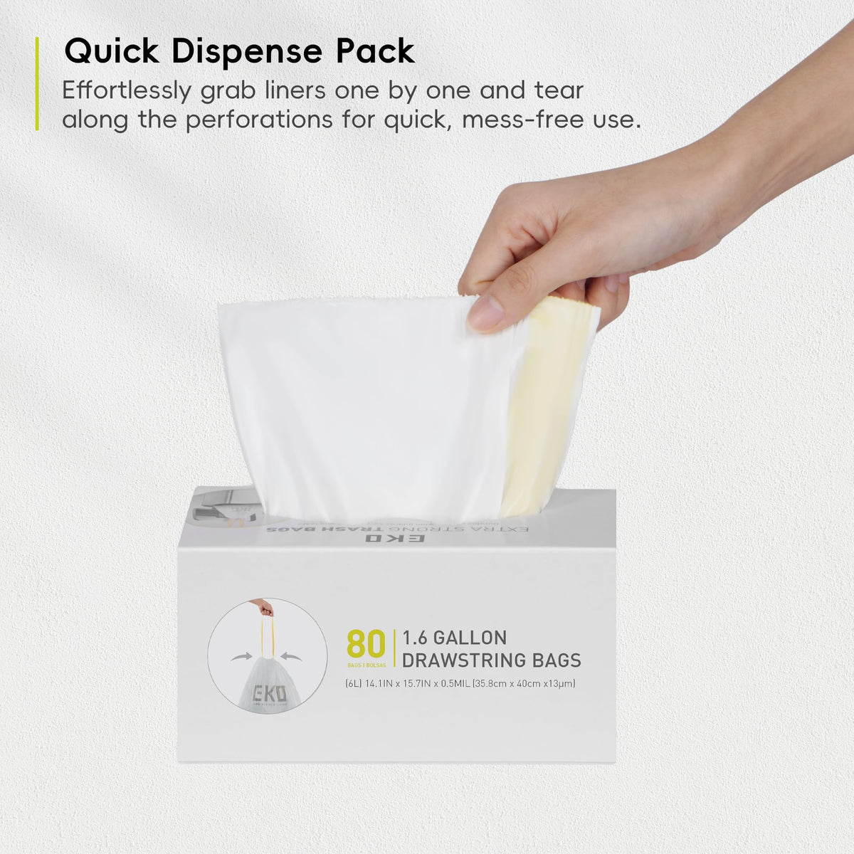 EKO Bin Bags, Kitchen Bin Liners, Drawstring, 40-60 Litre, 12 Count, Code F