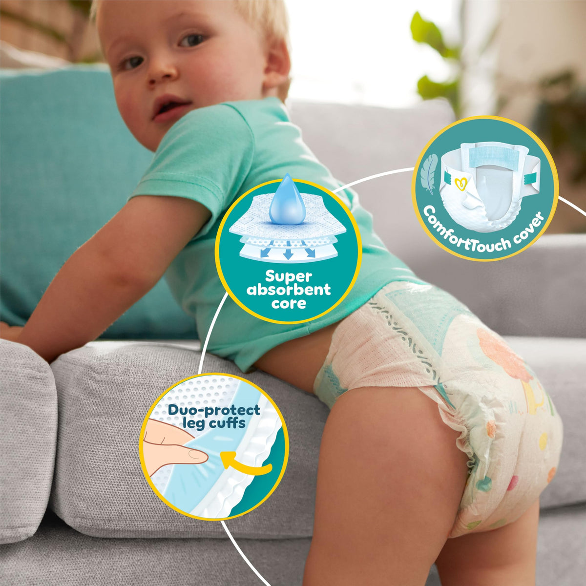 Pampers Baby-Dry Nappies, Size 6 Giant, 164 Count