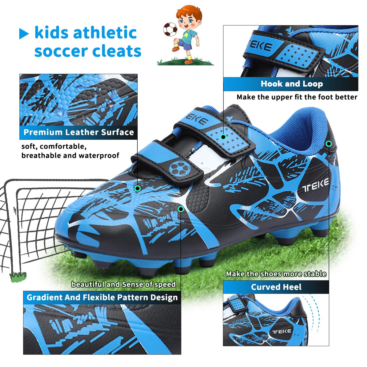 Boys Football Boots Shoes Kids Girls FG/AG Soccer Athletics Training Sport Running Shoes Profession Competition Teenager Indoor Outdoor Cleats Sneakers for Unisex