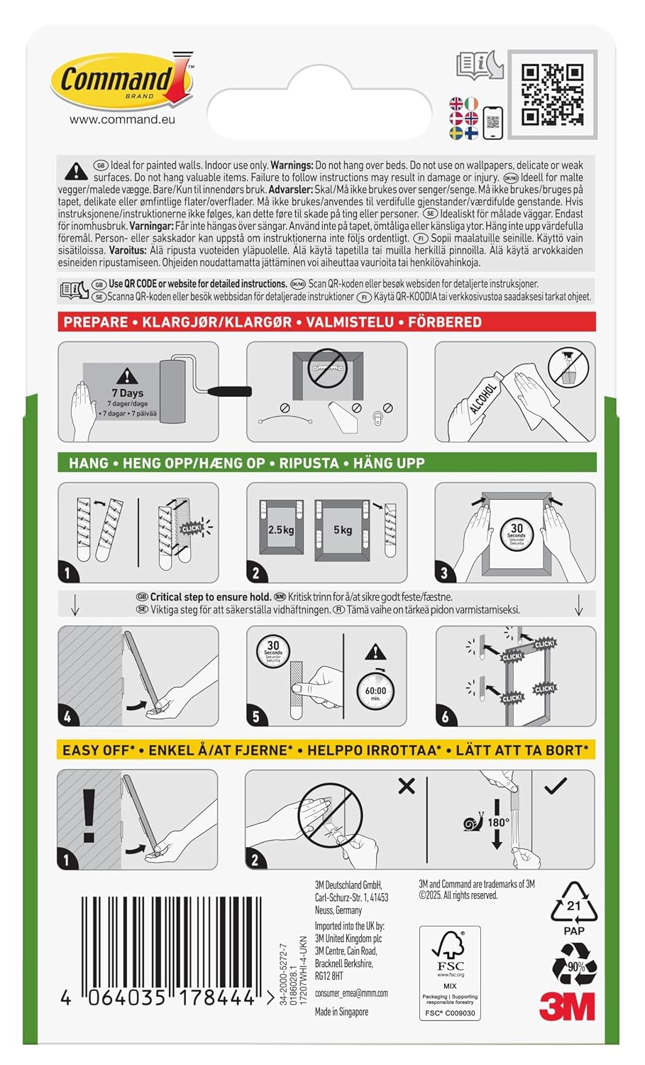 Command Picture Hanging Strips, Narrow, 4 Pairs (8 Adhesive Strips)