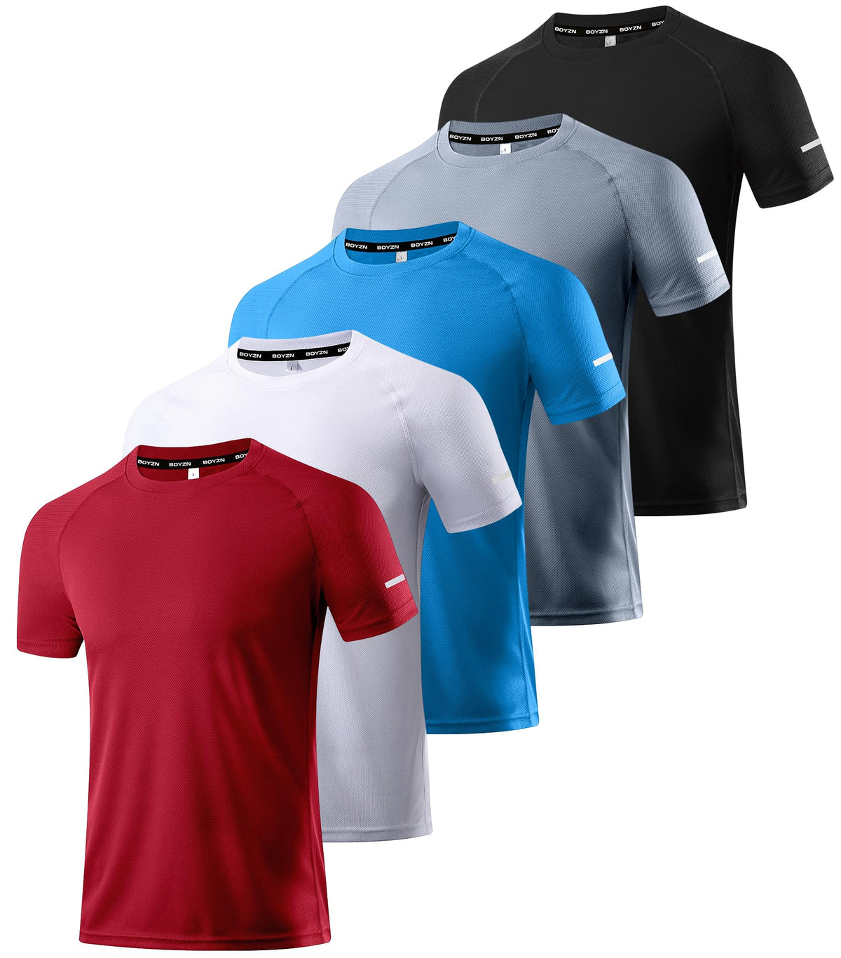 Boyzn 1, 3, 5 or 7 Pack Men's Workout Running Shirts, Dry Fit Moisture Wicking T-Shirt, Gym Athletic Short Sleeve Tee Shirts
