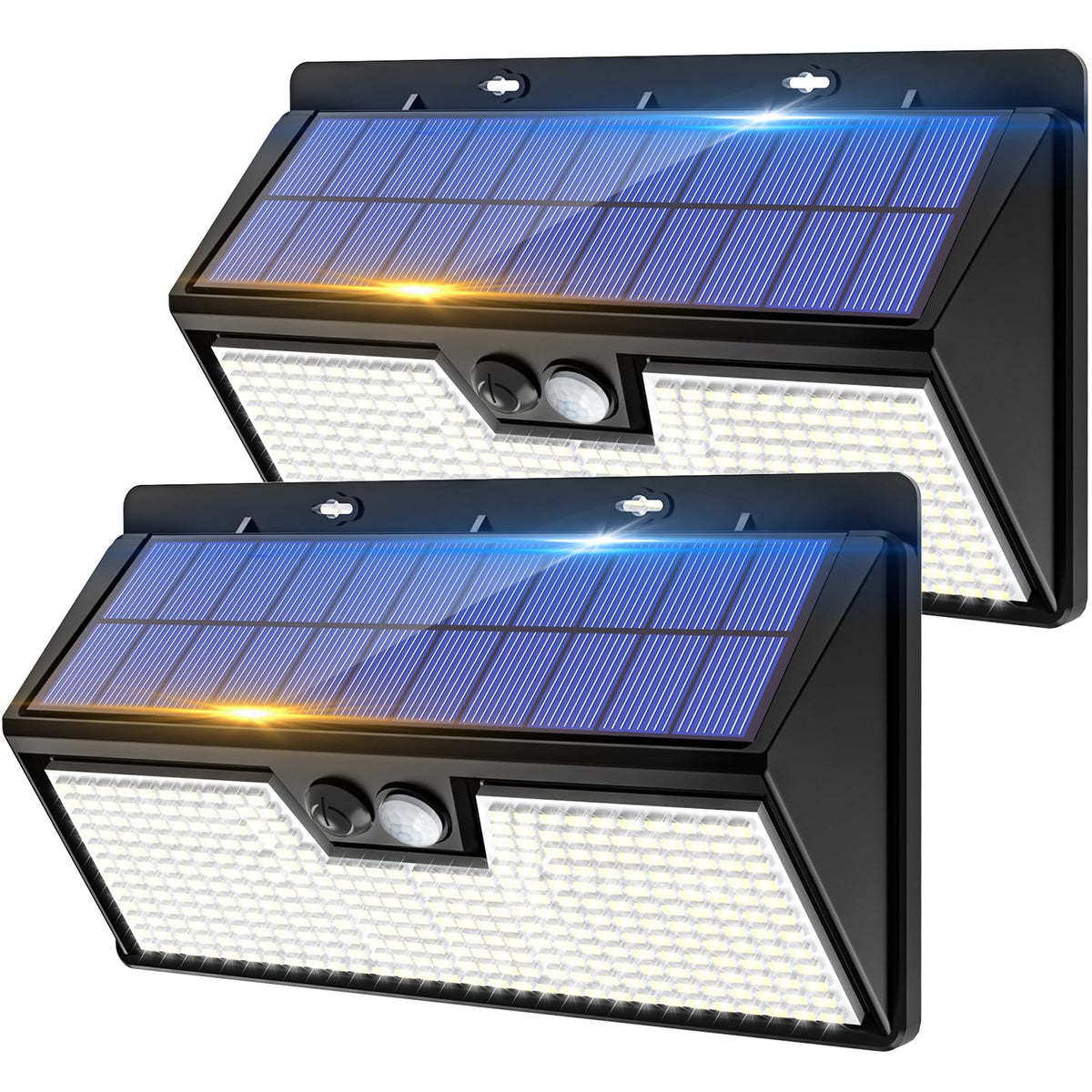 vighep Solar Security Lights Outdoor Motion Sensor, White 318LED Led Solar Powered Light with 3 Lighting Modes, IP65 Waterproof Wireless Pir Wall Light for Outside Garden Fence Yard-Warm White