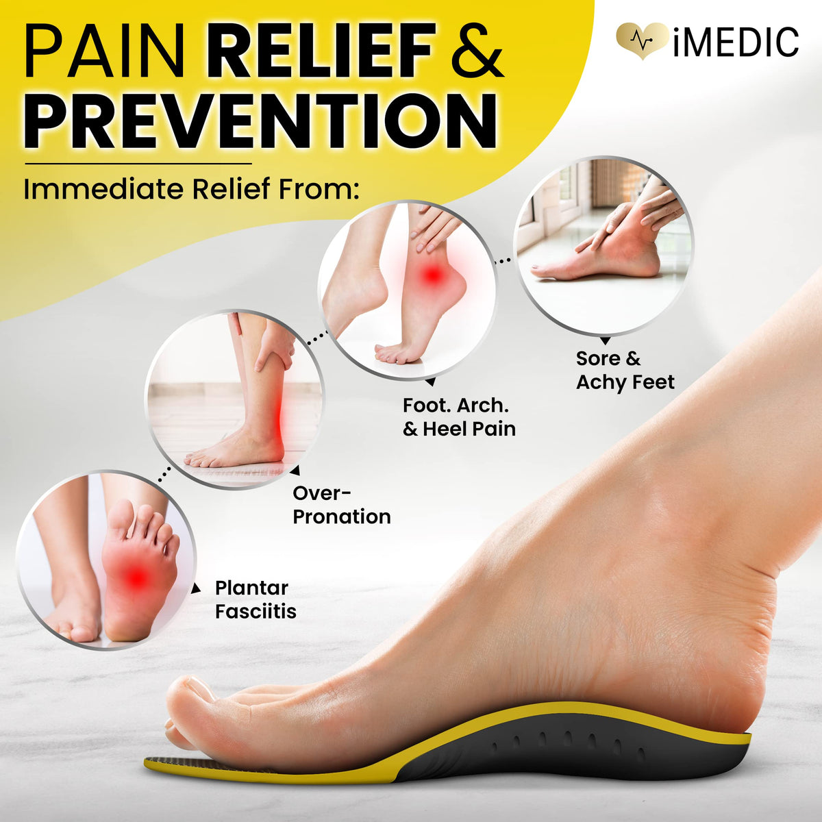 iMedic Orthotic Insoles for Plantar Fasciitis, Size L UK 9-10