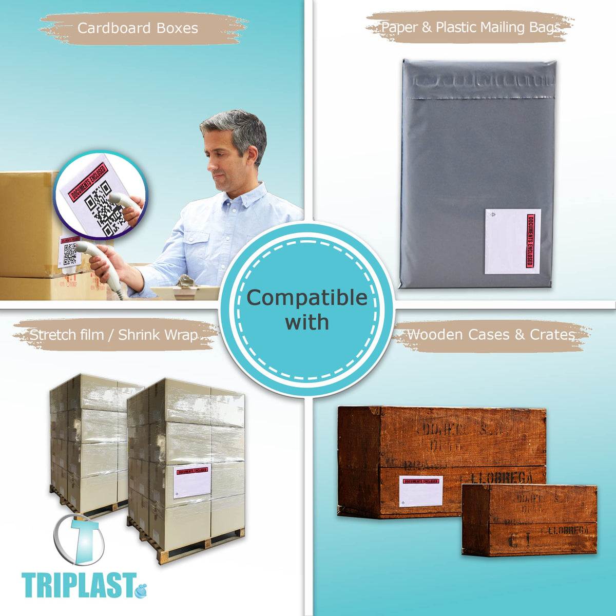 Triplast 200 x DL Printed Document Enclosed Wallet (230 x 110 mm) | Peel & Seal Clear Plastic Envelopes/Sleeves/Pockets/Wallets | Attach Invoices, Packing Lists & Delivery Notes to Parcels