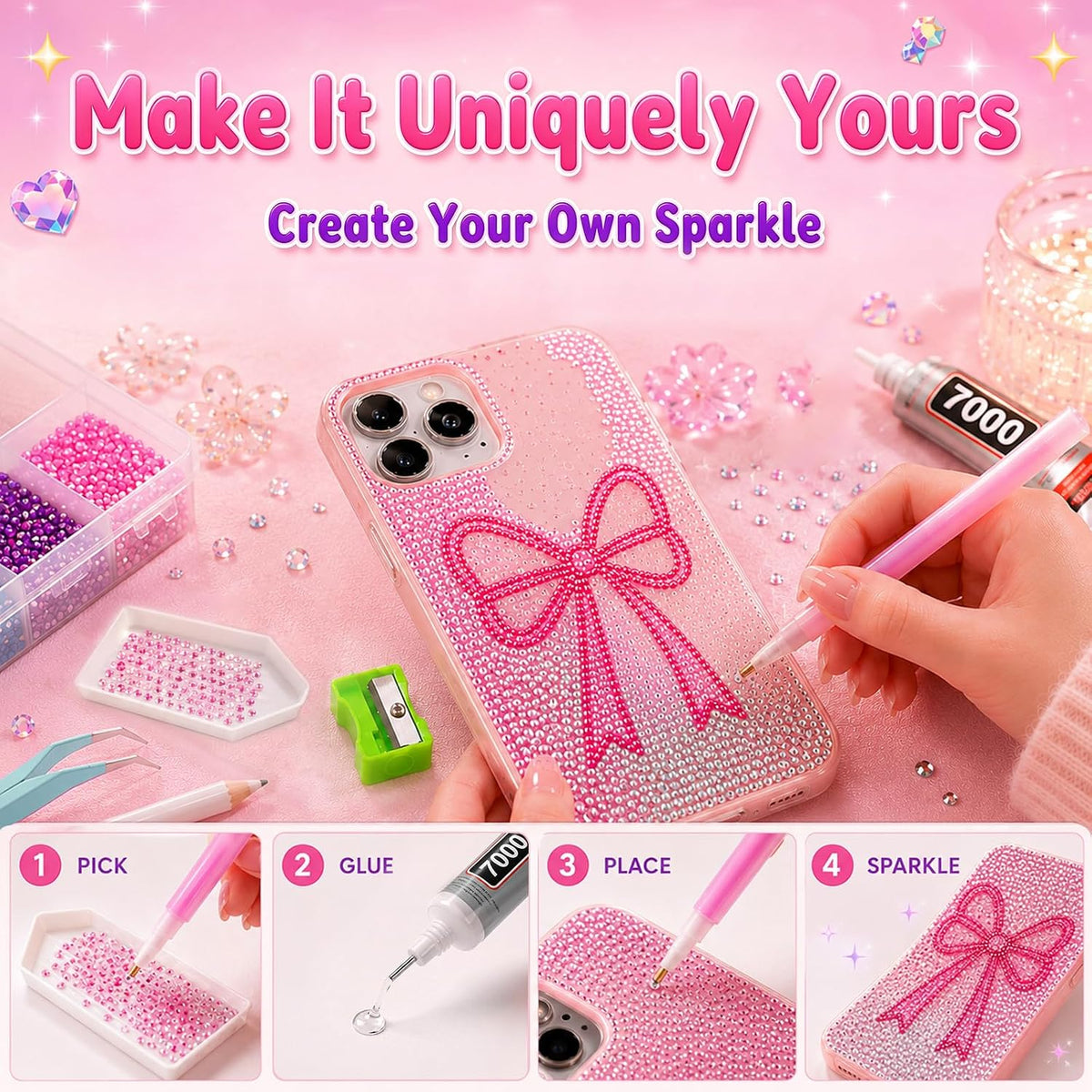 Fournine 4mm 20000Pcs Bedazzling Kit with Rhinestones