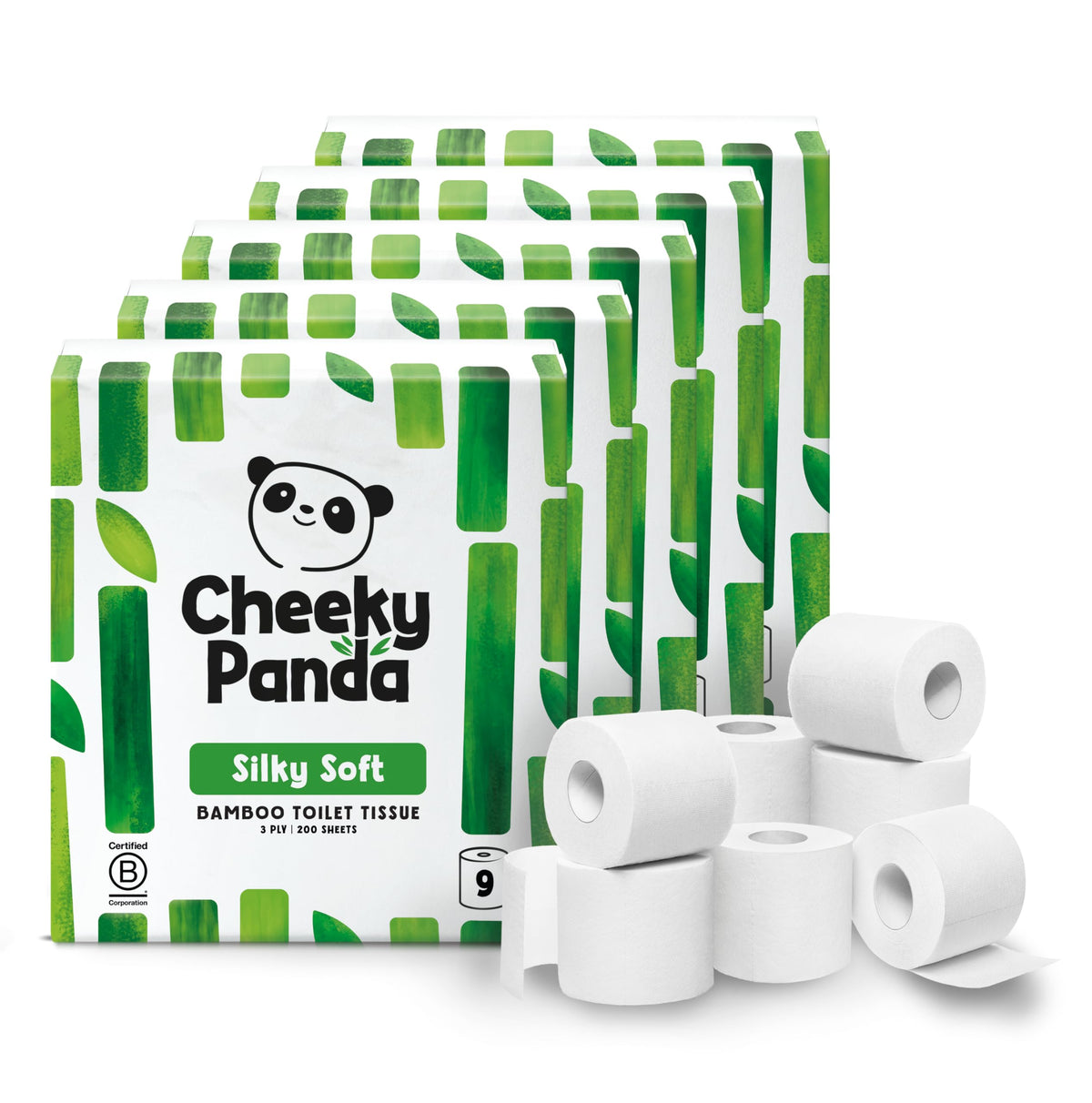 The Cheeky Panda Bamboo Toilet Paper – 9 Rolls of Toilet Paper | Plastic Free Packaging and Sustainable Toilet Tissue | 100% Compostable