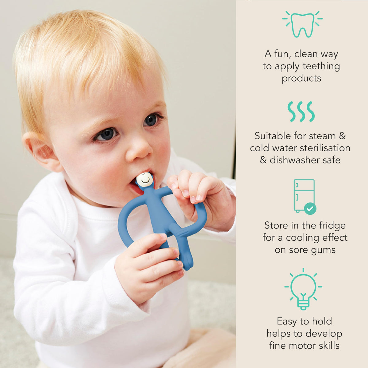 Matchstick Monkey Original Teether with Gel Applicator, Hearts