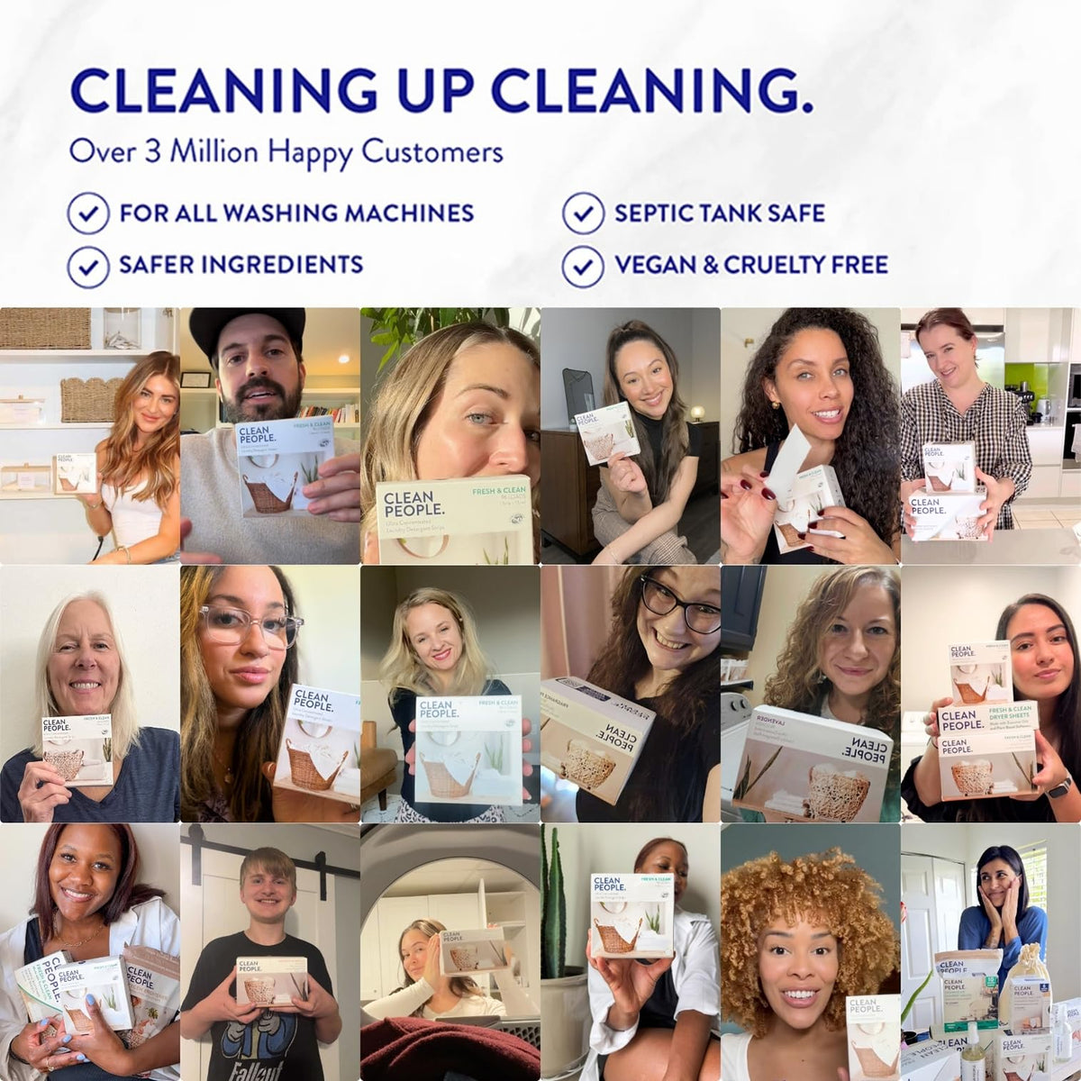 Clean People Laundry Detergent Sheets - Recyclable Packaging, Hypoallergenic, Stain Fighting - Ultra Concentrated, Laundry Soap - Fresh Scent, 32 Pack