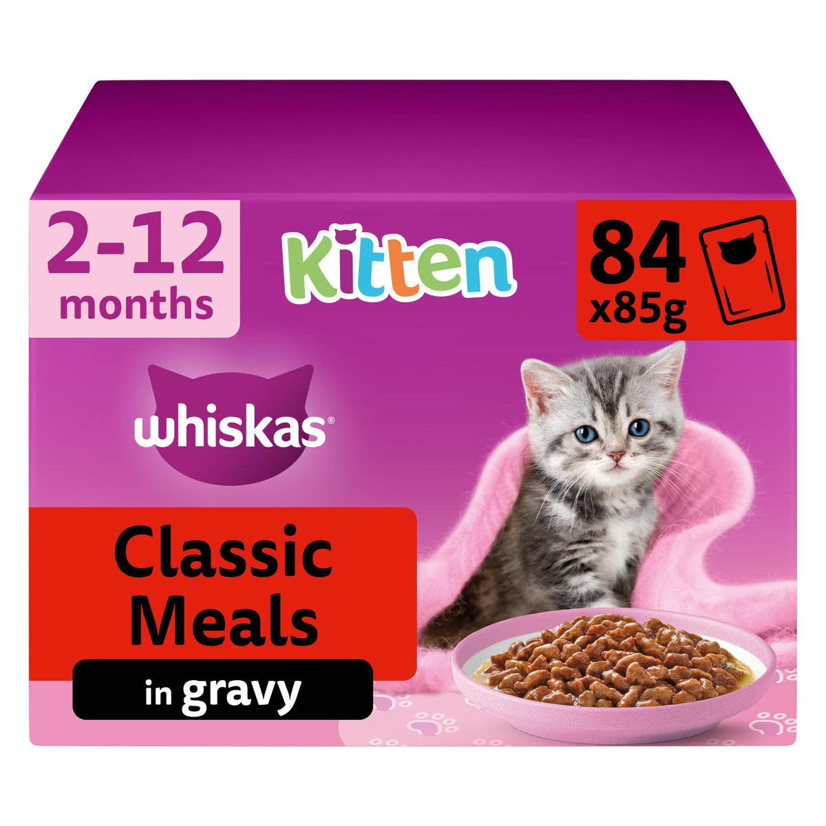 whiskas Junior Poultry Selection in Jelly 84 Pouches, Wet Kitten and Cat Food, Selection of Chicken, Duck, Poultry and Turkey, Megapack (84 x 85 g)