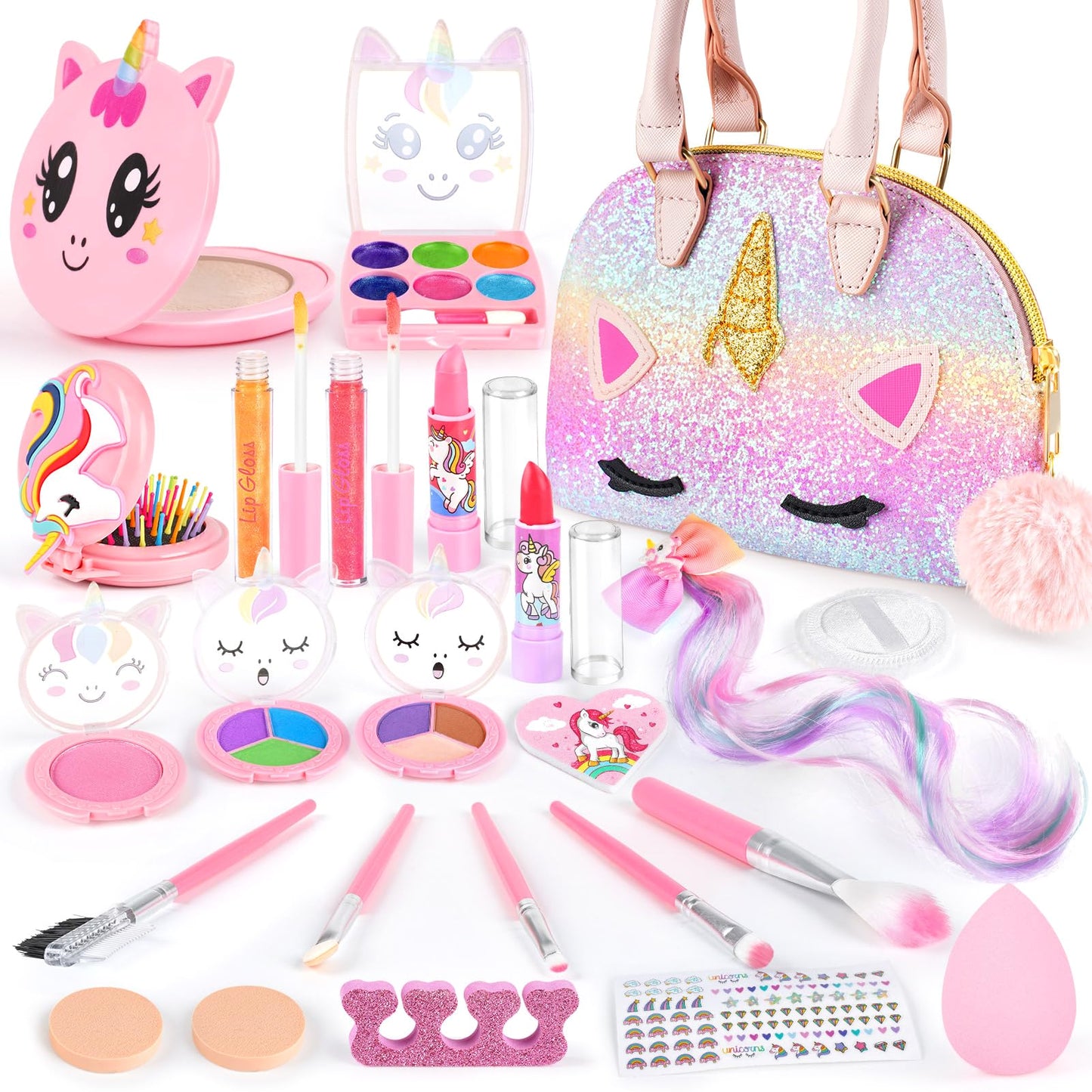 Dreamon Kids Makeup Set for Girls | Washable & Non-Toxic Real Makeup Set | Pretend Play Princess Toys | Christmas Birthday Gifts for Girls Age 5-12