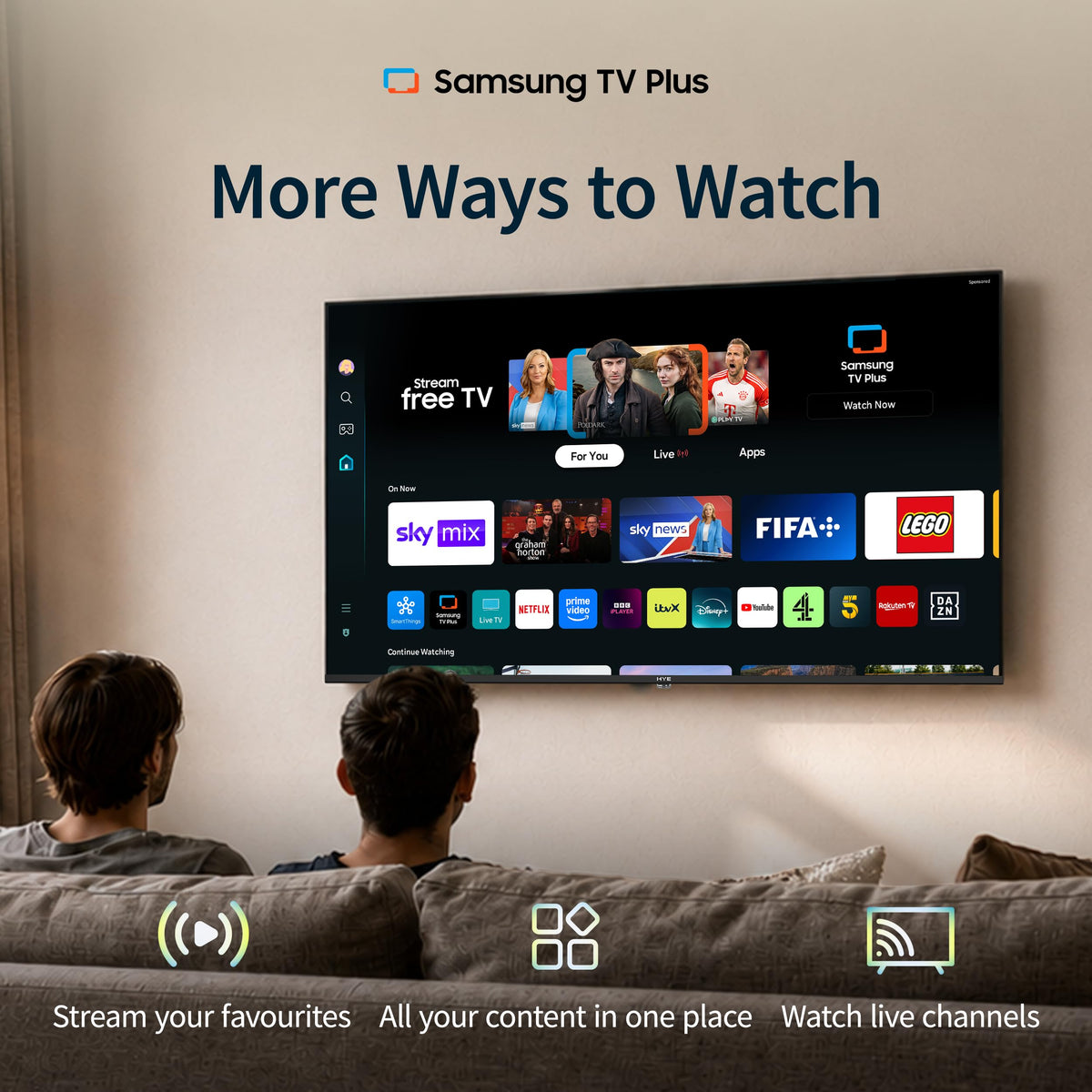 HYE 50" LED Smart TV - 4K Ultra HD, Samsung Tizen OS & Gaming Hub, Black