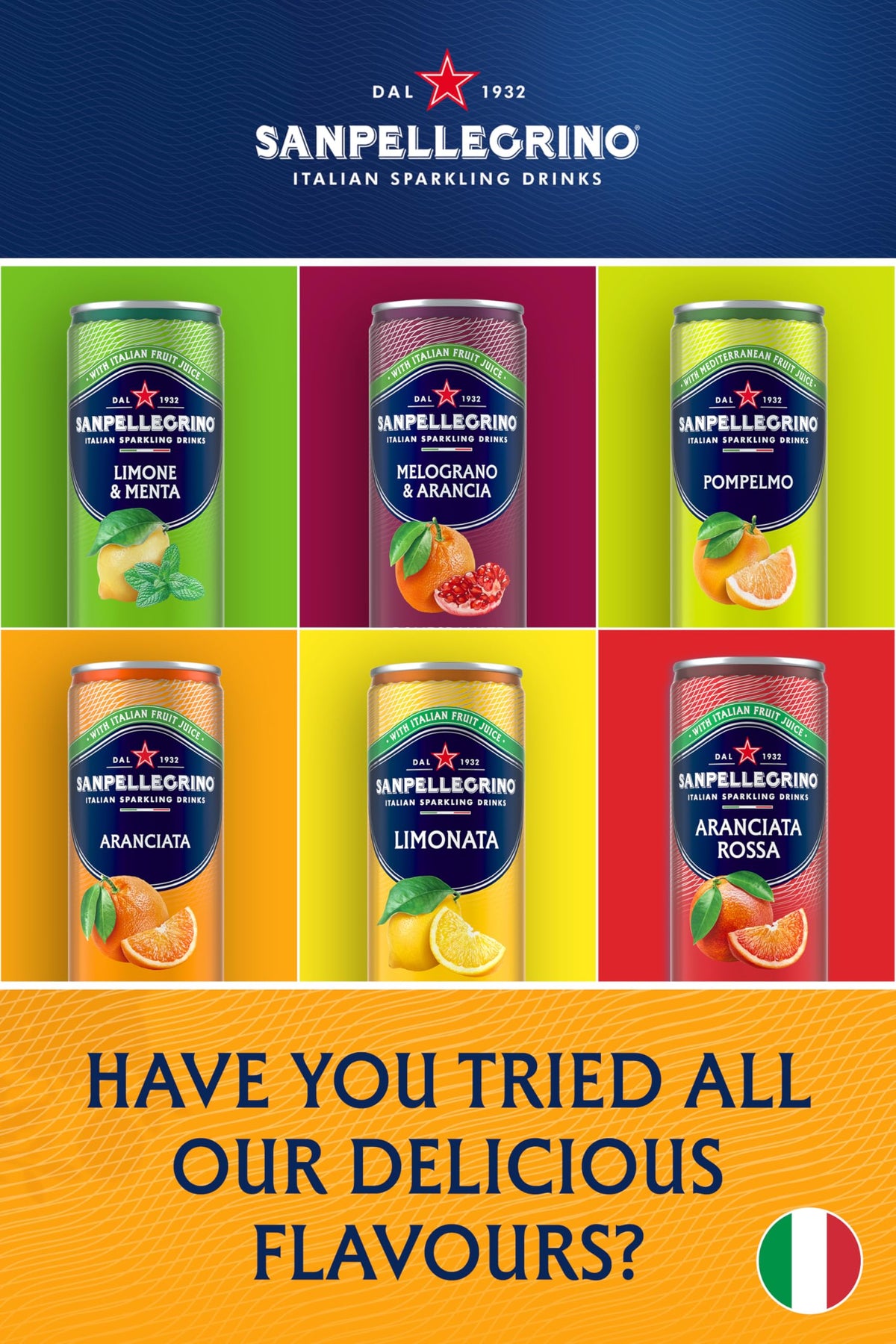 San Pellegrino Italian Sparkling Drinks Tastefully Light Sparkling Orange Canned Soft Drink 12 x 330ml | 64k Cals per Can (Pack of 2)