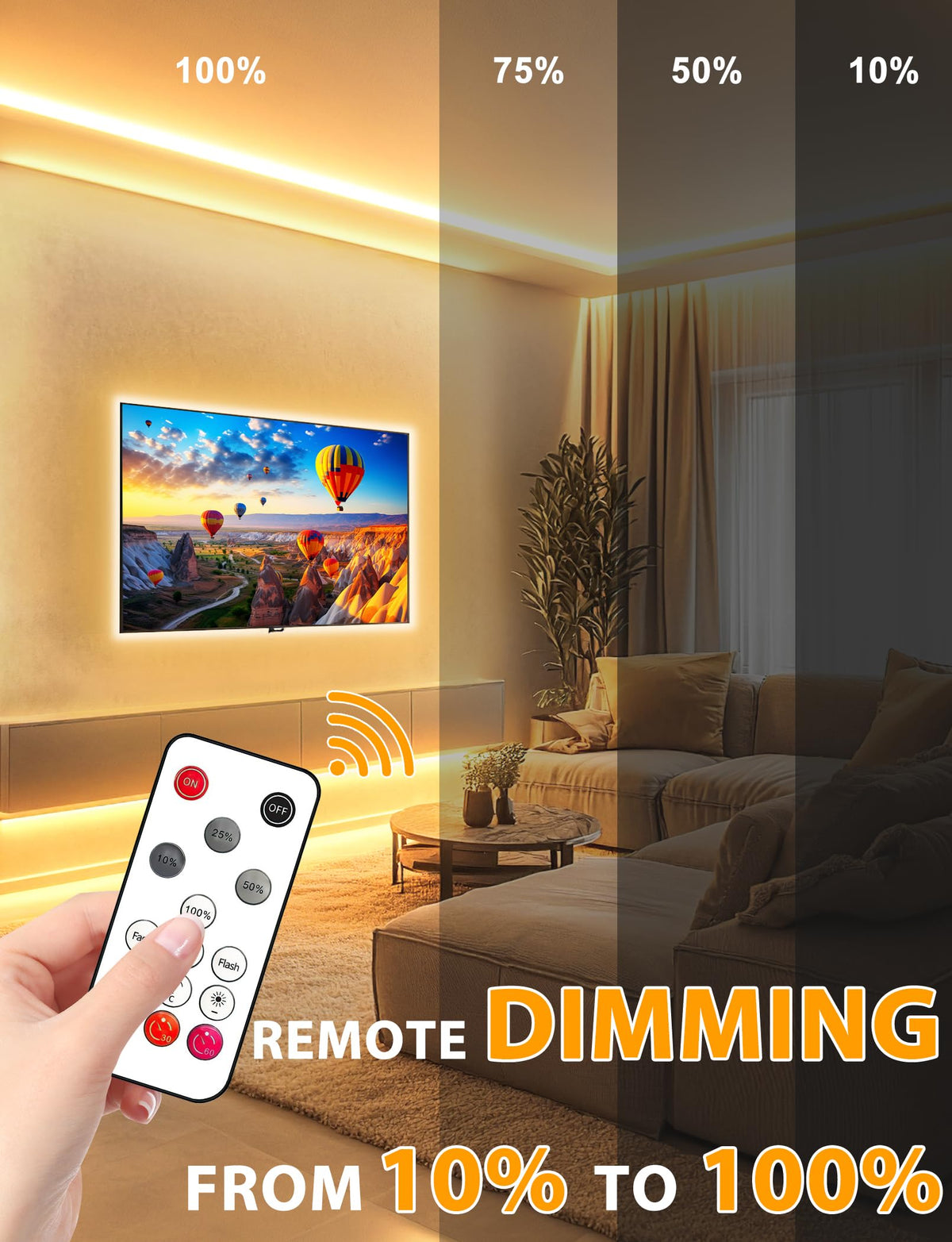 Lamomo 3M COB LED Strip Light,Warm White Dimmable Neon Rope with Remote