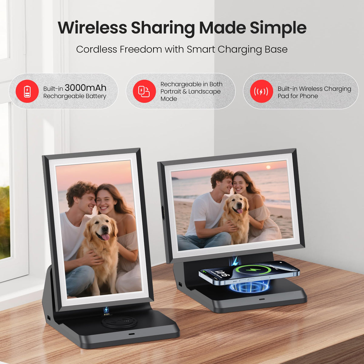 Frameo WiFi Digital Photo Frame 10.1 Inch - 1280x800 HD IPS Touch Screen Picture Frame Electronic, 32GB Memory, Auto Rotate, Wall Mountable, Digital PictureFrame for Sharing Photos and Videos