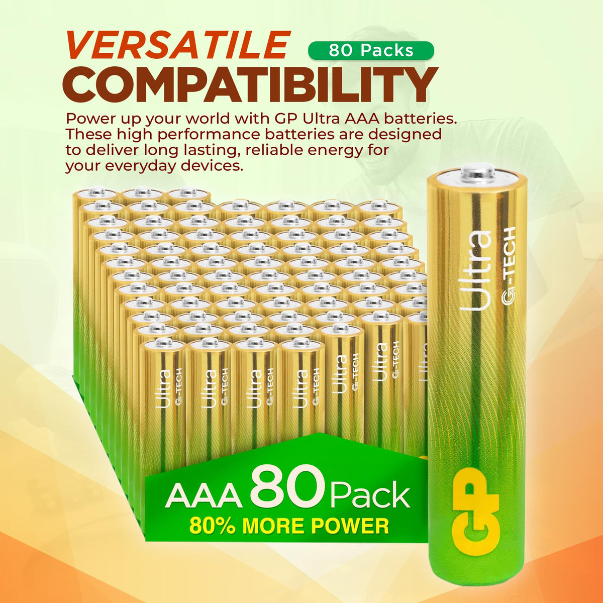 GP AA Batteries 40 Pack 1.5V Alkaline Double A 10 Yr Long Shelf Life