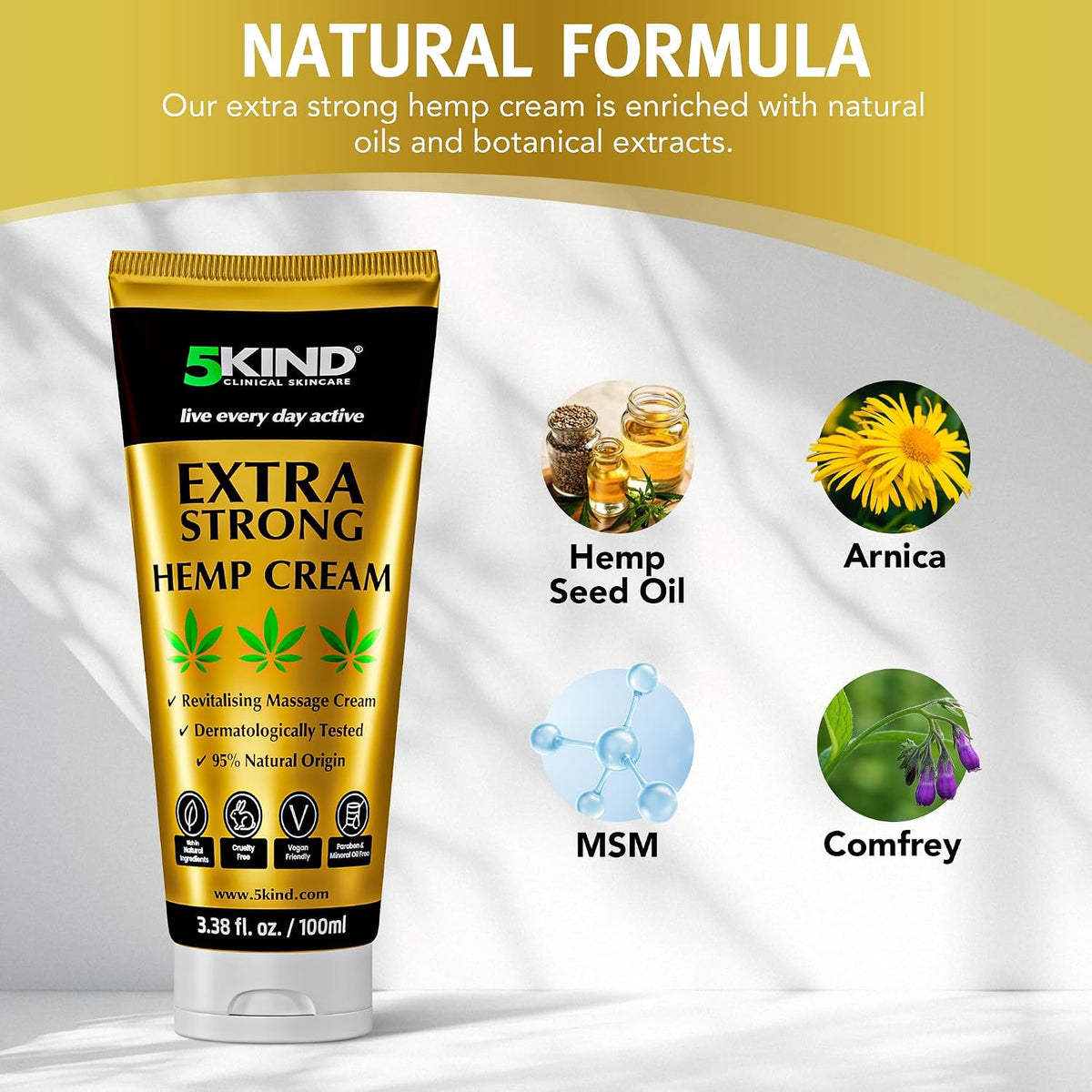 5Kind Extra Strong Hemp Cream 100ml - Hemp and Arnica Cream