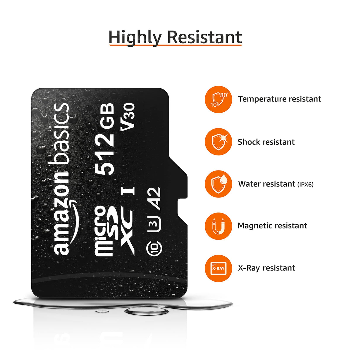 Amazon Basics microSDXC Memory Card with Full Size Adapter, A2, U3, Read Speed up to 100 MB/s, 128GB, Black