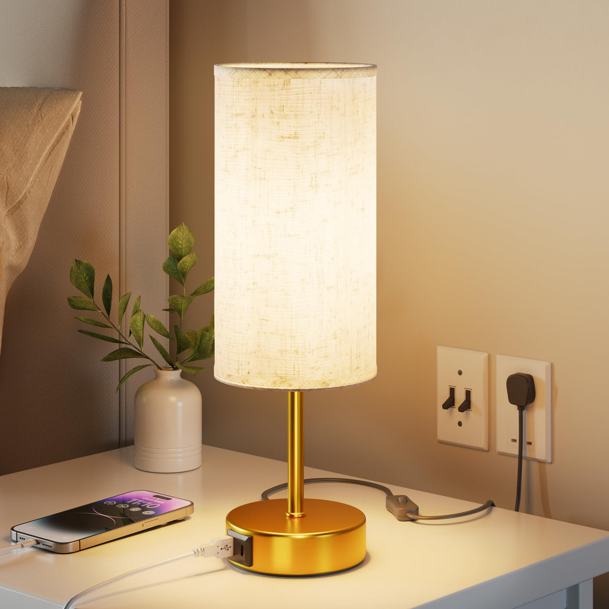 Bedside Lamp, Touch Table Lamp for Bedroom, Living Room & Office