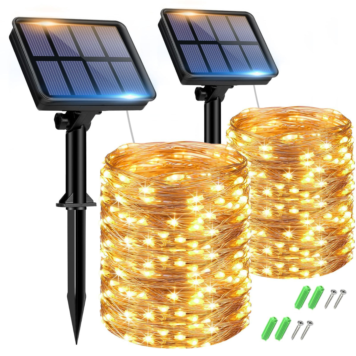 btfarm 2 Pack Solar String Lights Outdoor Garden, 15M/50FT 150 LED