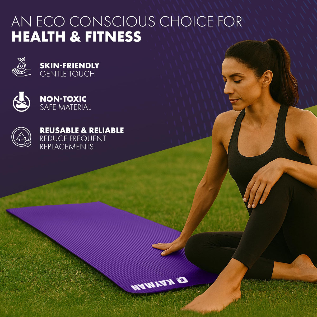 KAYMAN Yoga Mat - Non-Slip Extra Thick 8mm NBR Foam, Exercise Mat, 180x60cm