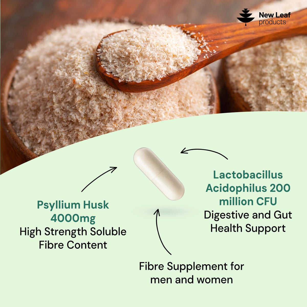 New Leaf Psyllium Husk 4000mg Fibre Supplement 120 Capsules