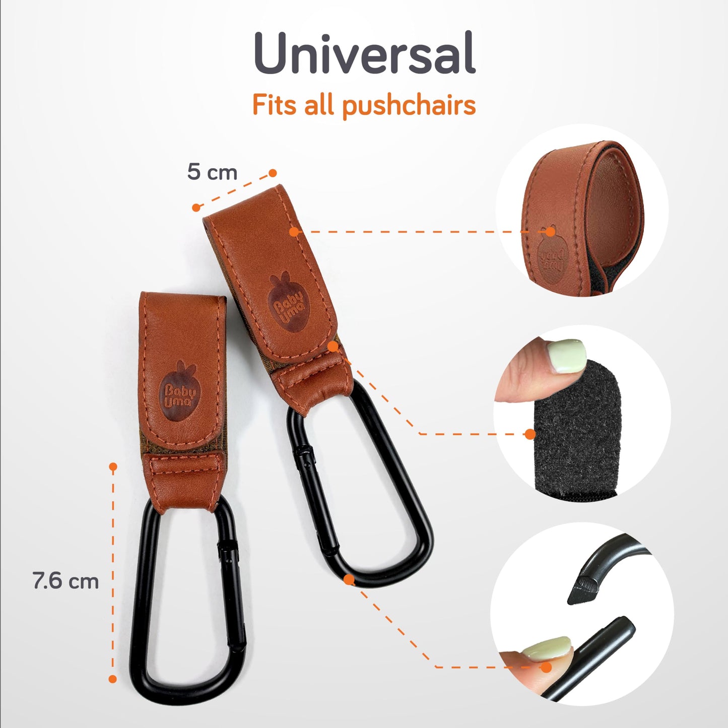 Baby Uma Buggy Clips - 2022 Double-Platinum Winning Pram Clips, Universal Pram Accessories, 5 kg Weight Capacity & Non-Slip, Baby Travel Essentials