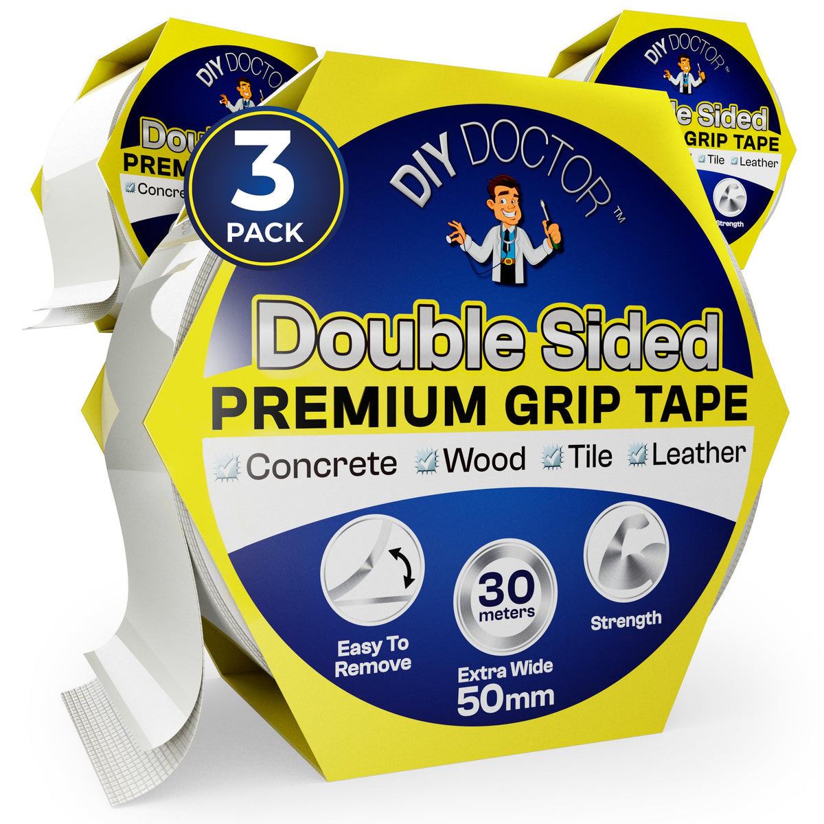 DIY Doctor Double Sided Carpet Tape, Heavy Duty, 20m x 21mm, 1 Pack