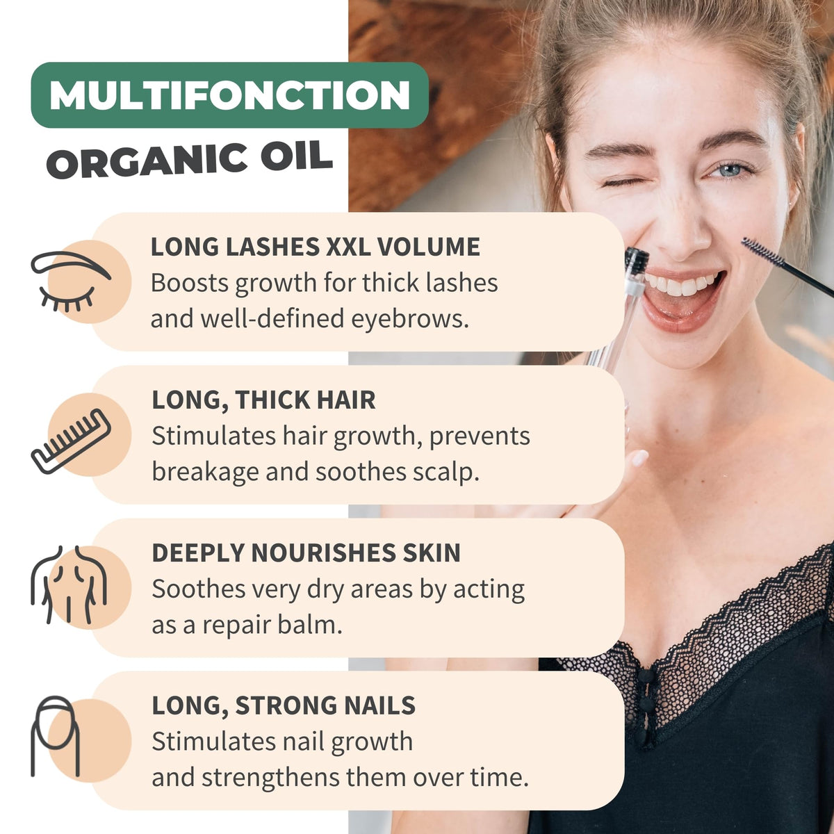 BIONOBLE Organic Rosemary Oil for Hair Growth - Hair Loss, Volume - 50ml