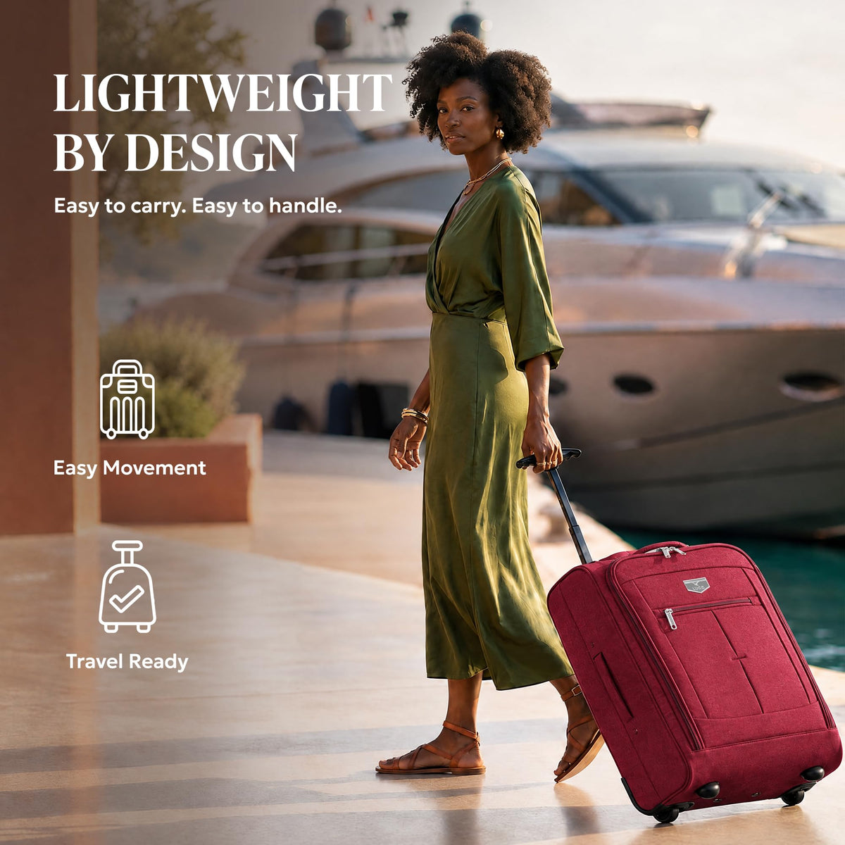 LUGG Lightweight Cabin Luggage, 600D Polyester, Solid Wheels, 45x36x20cm