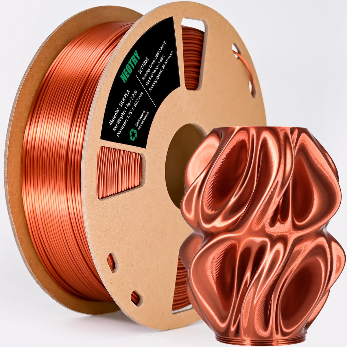 Silk Tri Colour PLA Filament 1.75mm 1kg, Multicolor 3D Printer Filament, Filament 3D Printing Materials for Most FDM 3D Printer, Silk PLA Red Yellow Blue, Rainbow PLA Filament 1.75mm ± 0.02