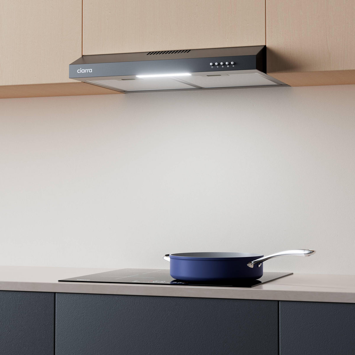 CIARRA 60cm Visor Cooker Hood Undercabinet Hoods Stainless Steel Wall Mounted Kitchen Extractor Fan Model CBCS6903
