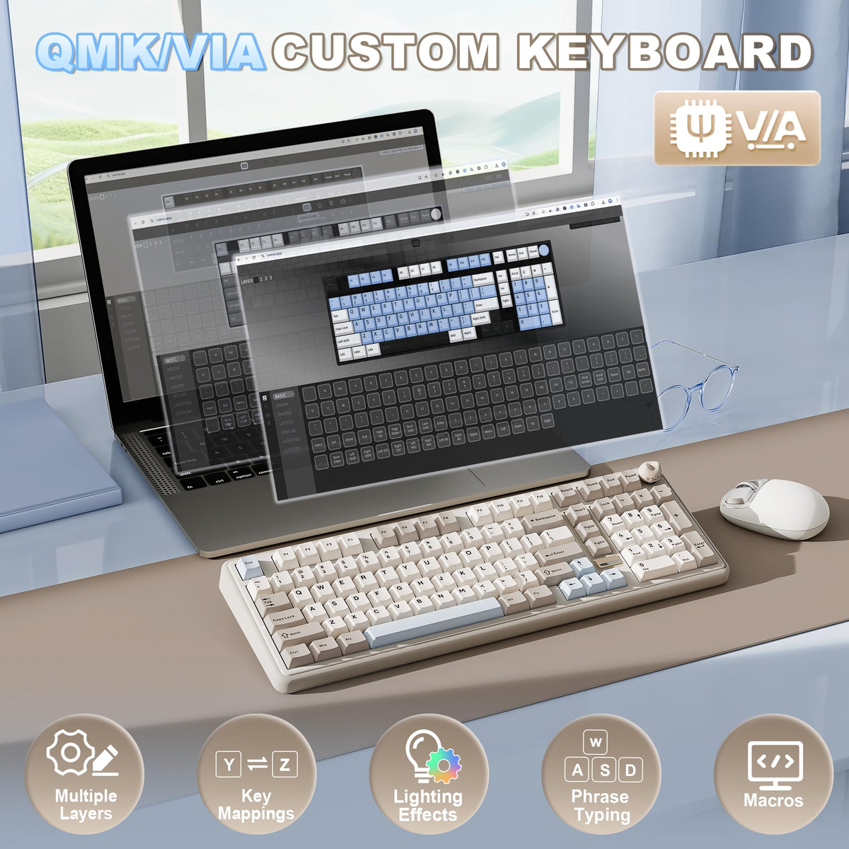 YUNZII B98 PRO 96% Wireless Mechanical Keyboard (Matcha Green, Candy Switch)