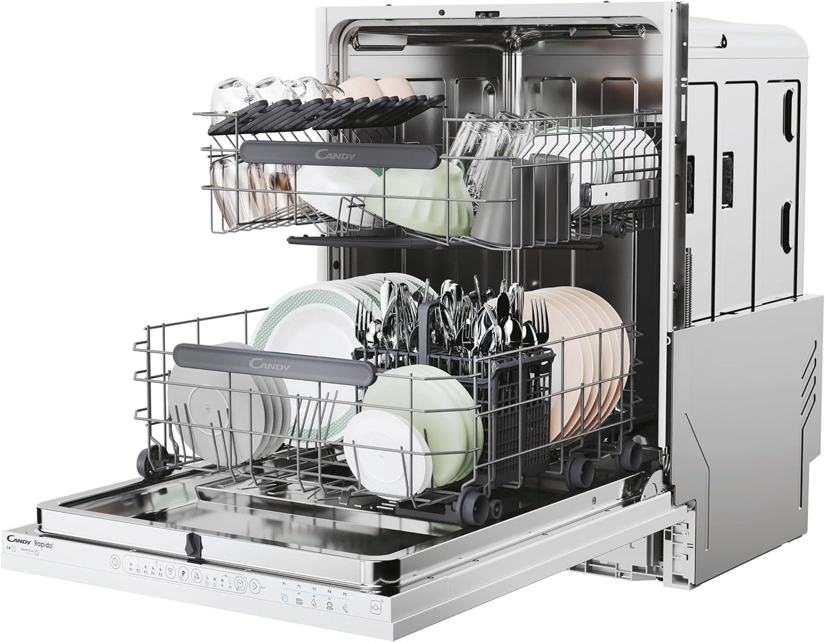 Candy Integrated Slimline Dishwasher, 9 Place Settings, E Class