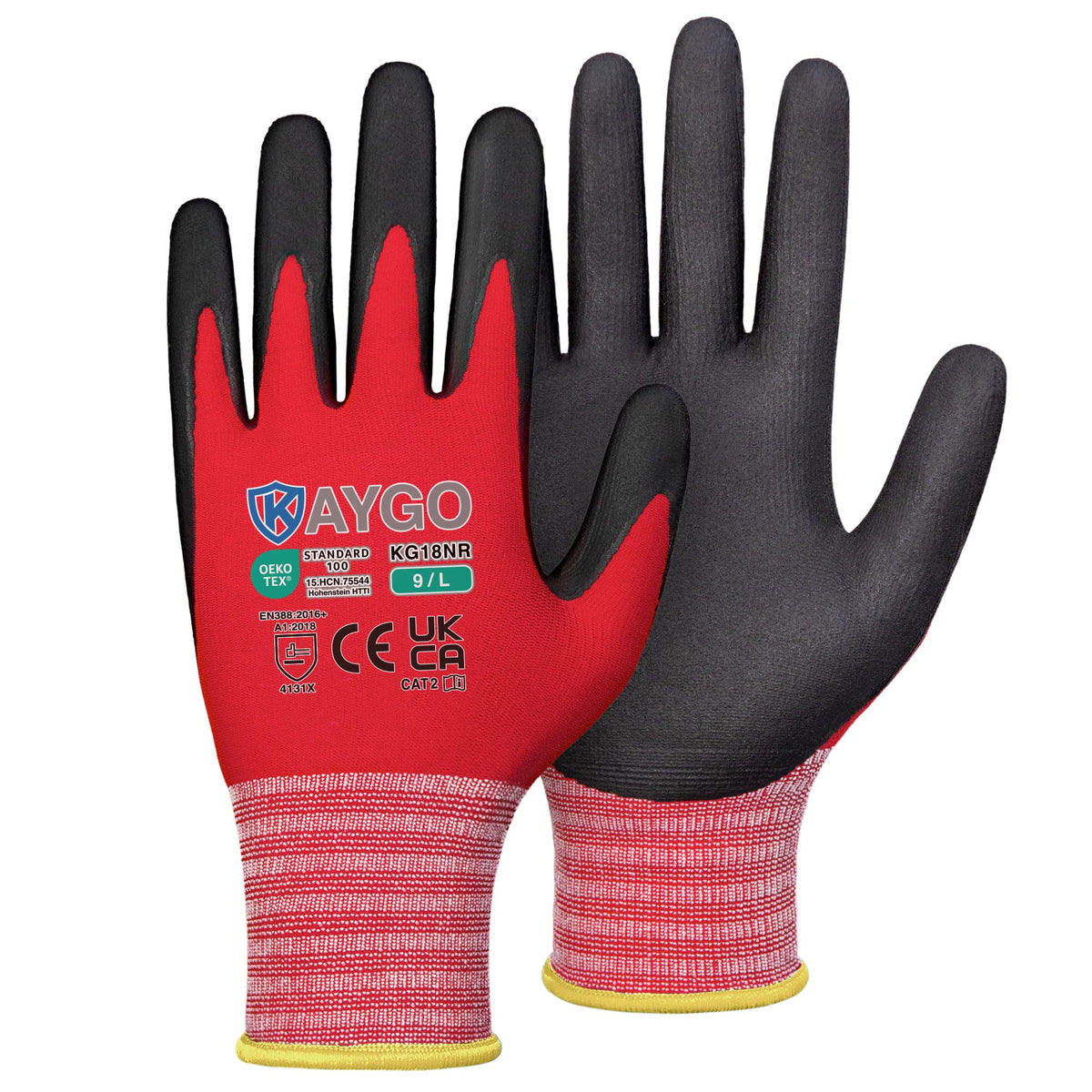 KAYGO Safety Work Gloves MicroFoam Nitrile Coated 12 Pairs, KG18NB